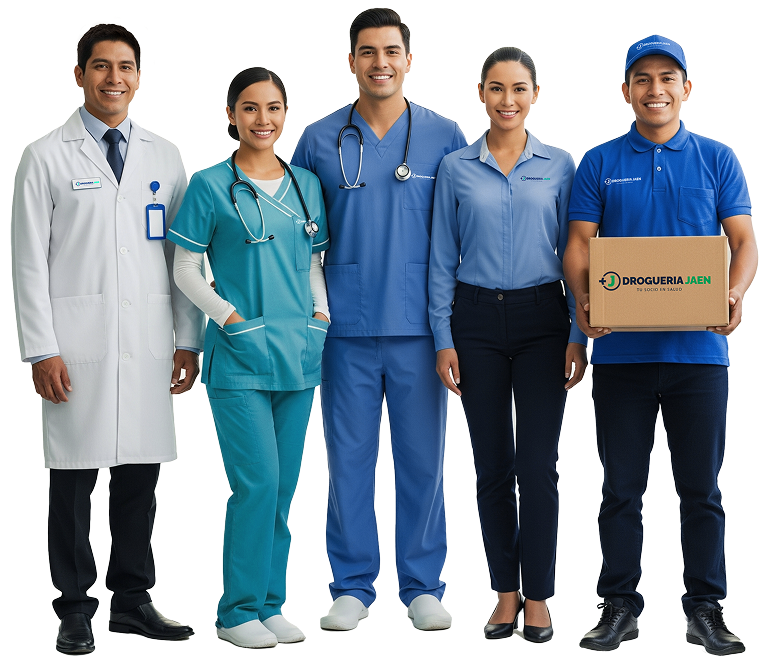 Equipo de profesionales de la salud y logística de Droguería Jaén